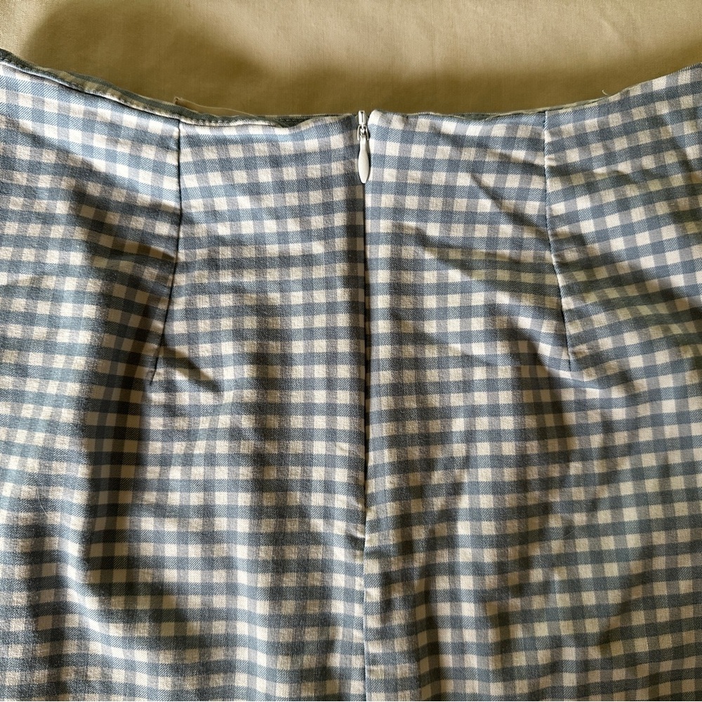Blue Gingham Women's Mini Skirt - Picture 3 of 7